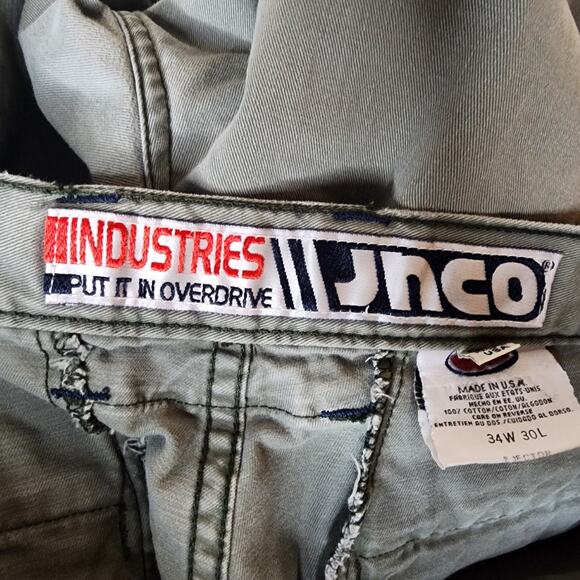 Vintage Jnco Industries Jeans Army Twill Cargo Pants Skater Grunge Olive 34x30 - Picture 9 of 15